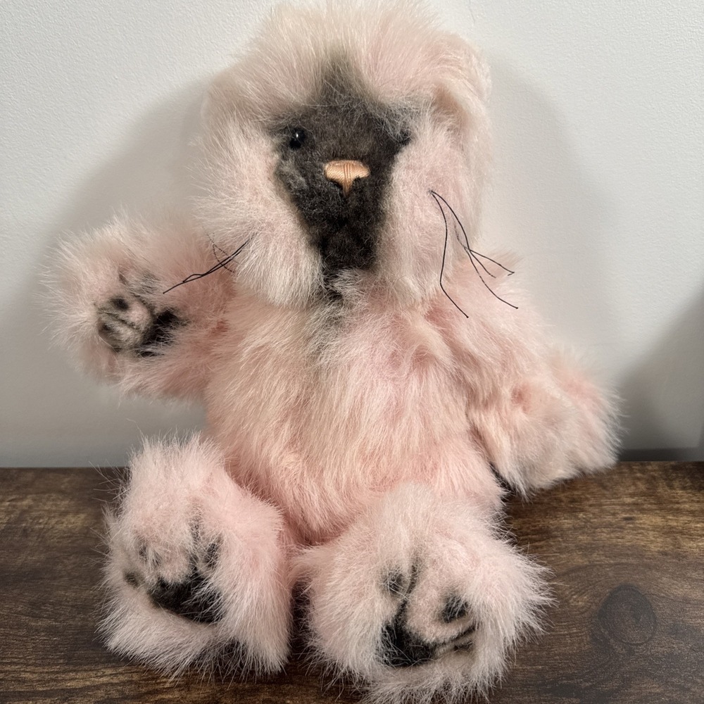 Kimbearly's Originals Aurora 13" Jointed Pink‎ Cat  Bear Cotton Candy Plush #147